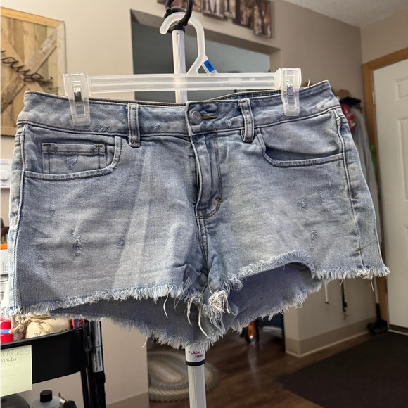 PINK Victoria's Secret Pants - PINK Victoria's Secret Blue Jean Shorts with Distressed Hem